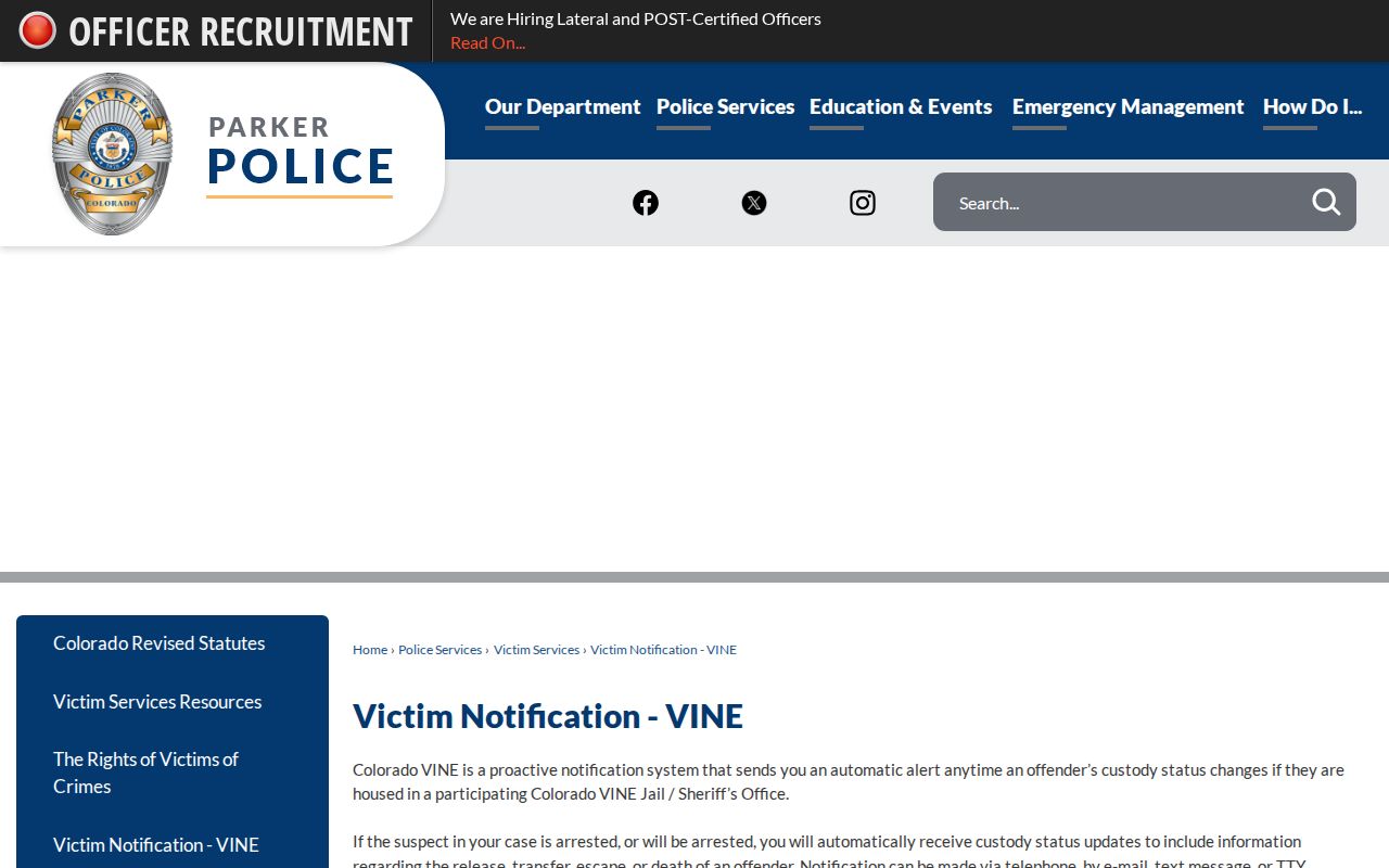 Hinsdale County 72 hour release VINE notification instructions