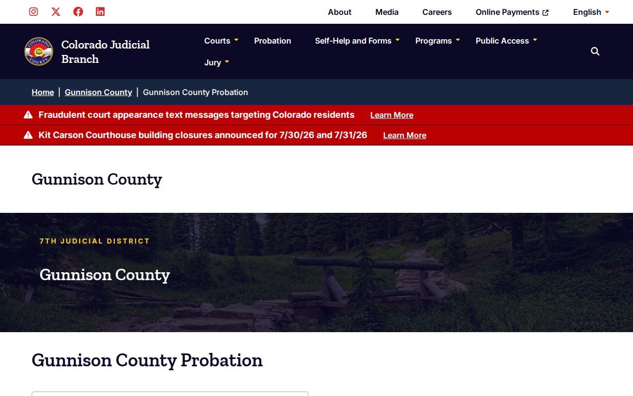 Hinsdale County parole and probation 7th Judicial District probation page